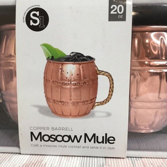 NWB Moscow Mule Finish Solid Copper Set Of 2 550 ml Copper Mug Cup Gift Set New - Picture 8 of 9